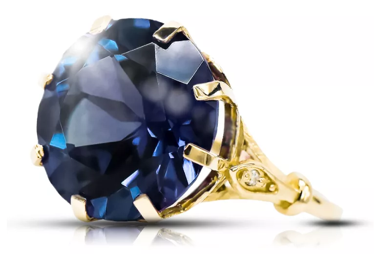 Ring Vintage style Sapphire 14K Yellow gold vrc073y